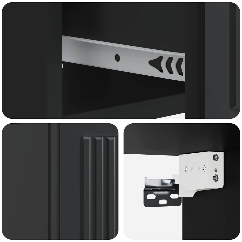 vidaXL Wisząca Szafka Nocna z szufladą 2 pcs Czarny 33 x 34,5 x 20 cm