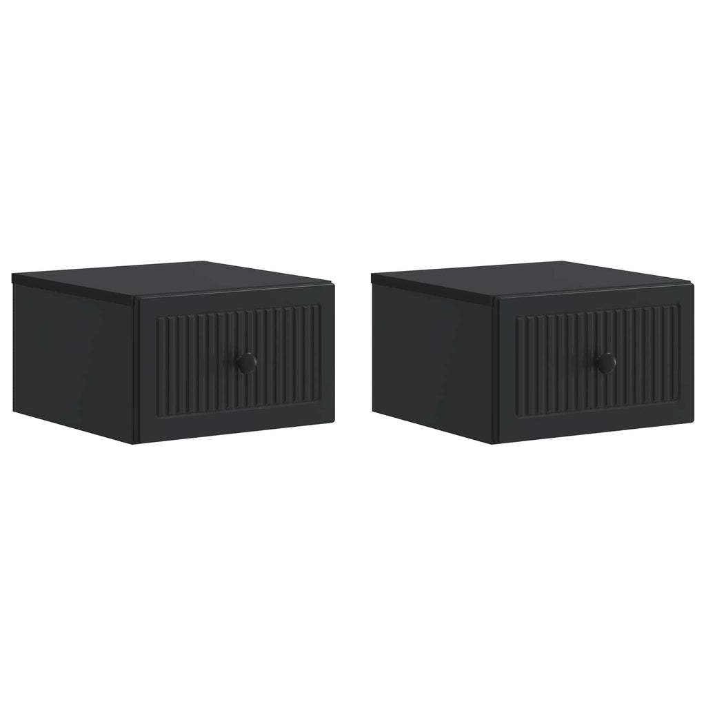 vidaXL Wisząca Szafka Nocna z szufladą 2 pcs Czarny 33 x 34,5 x 20 cm