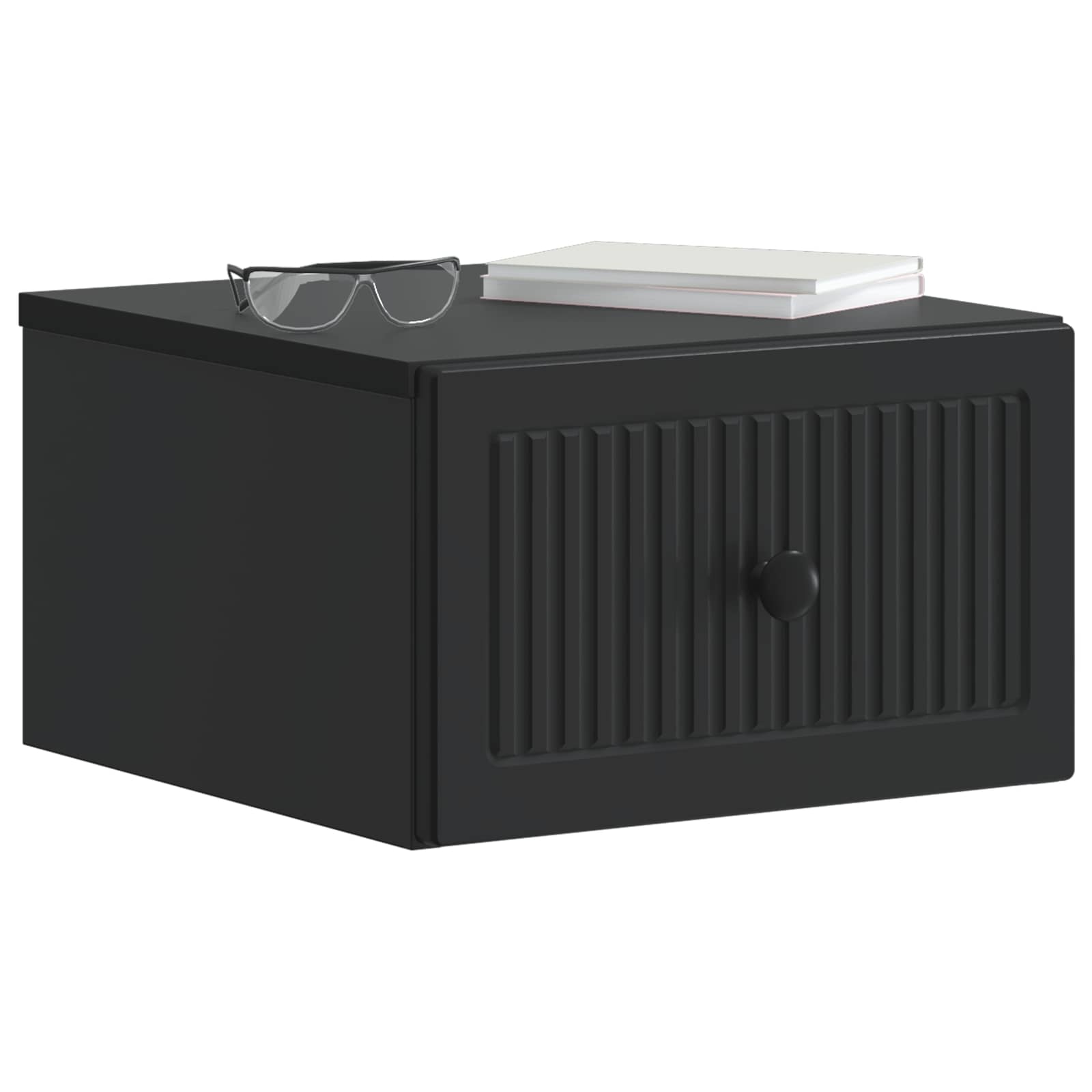 vidaXL Wisząca Szafka Nocna z szufladą 2 pcs Czarny 33 x 34,5 x 20 cm