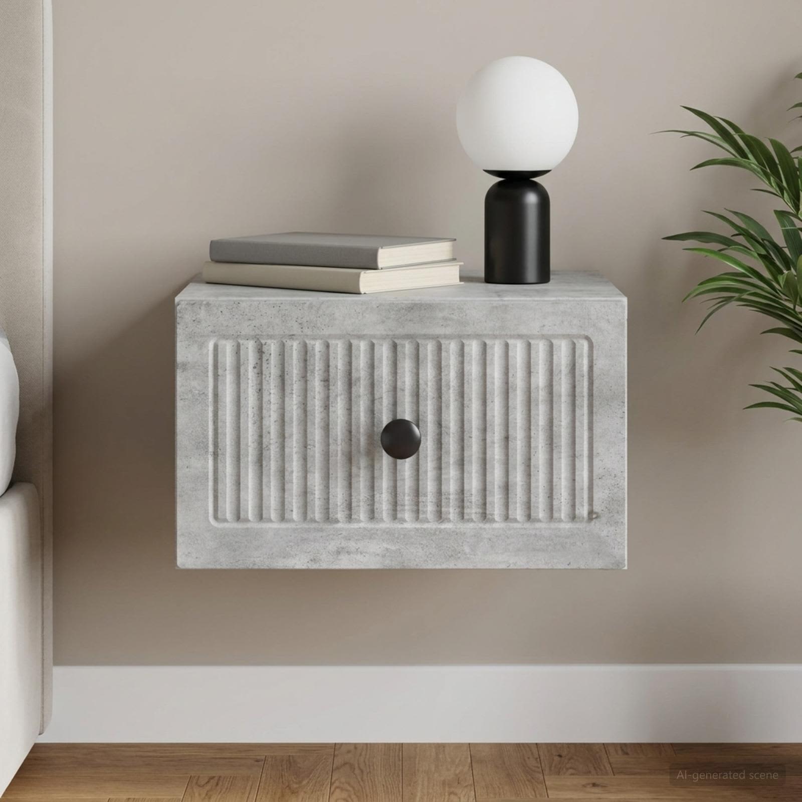 vidaXL Wisząca Szafka Nocna Betonowy szary 33 x 34,5 x 20 cm