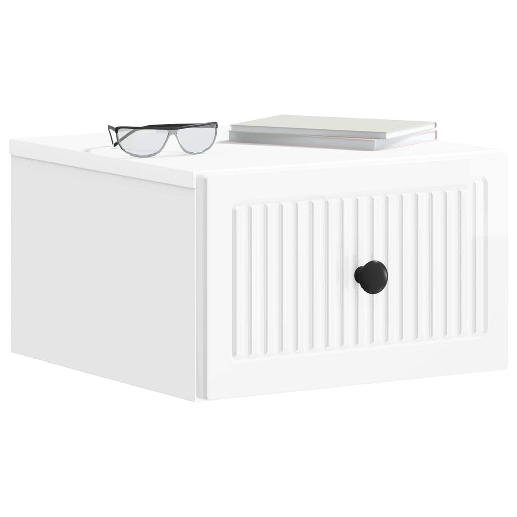 vidaXL Wisząca Szafka Nocna Biały wysoki połysk 33 x 34,5 x 20 cm