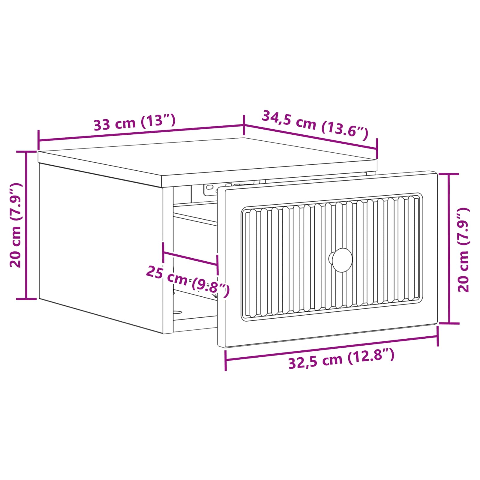 vidaXL Wisząca Szafka Nocna 2 pcs Dąb wędzony 33 x 34,5 x 20 cm