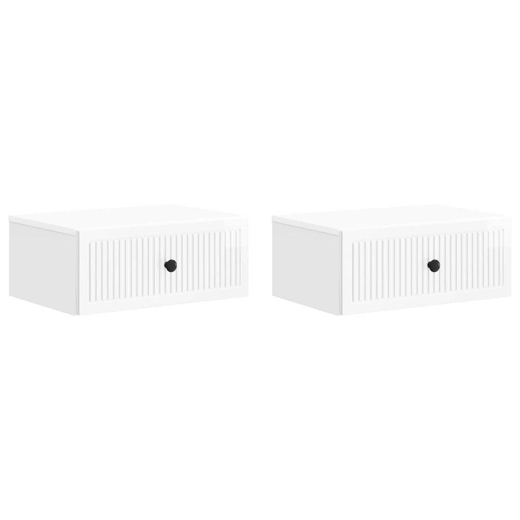 vidaXL Szafka Nocna 2 pcs Biały wysoki połysk 49 x 34,5 x 20 cm