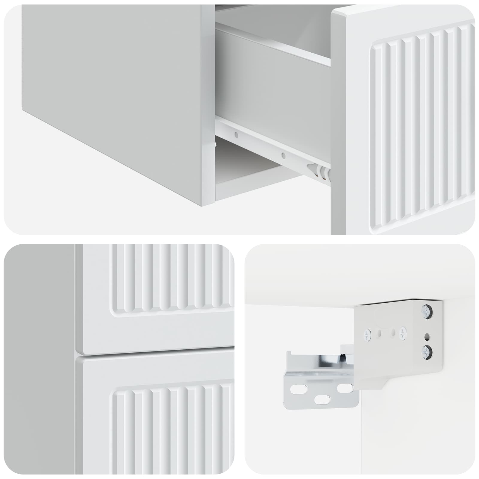vidaXL Wisząca Szafka Nocna z szufladą 2 pcs Biały 33 x 34,5 x 40 cm