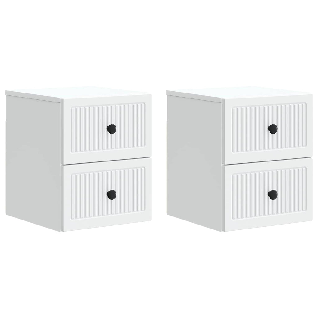 vidaXL Wisząca Szafka Nocna z szufladą 2 pcs Biały 33 x 34,5 x 40 cm