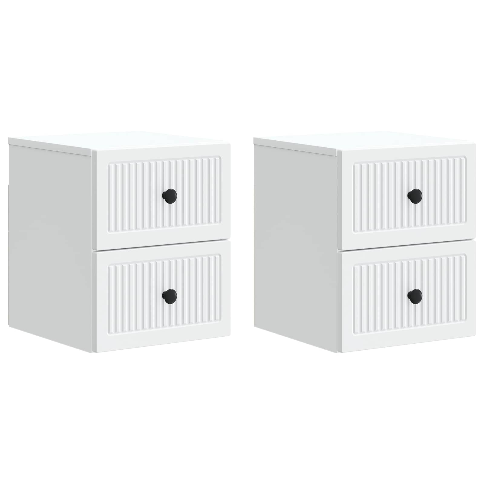 vidaXL Wisząca Szafka Nocna z szufladą 2 pcs Biały 33 x 34,5 x 40 cm