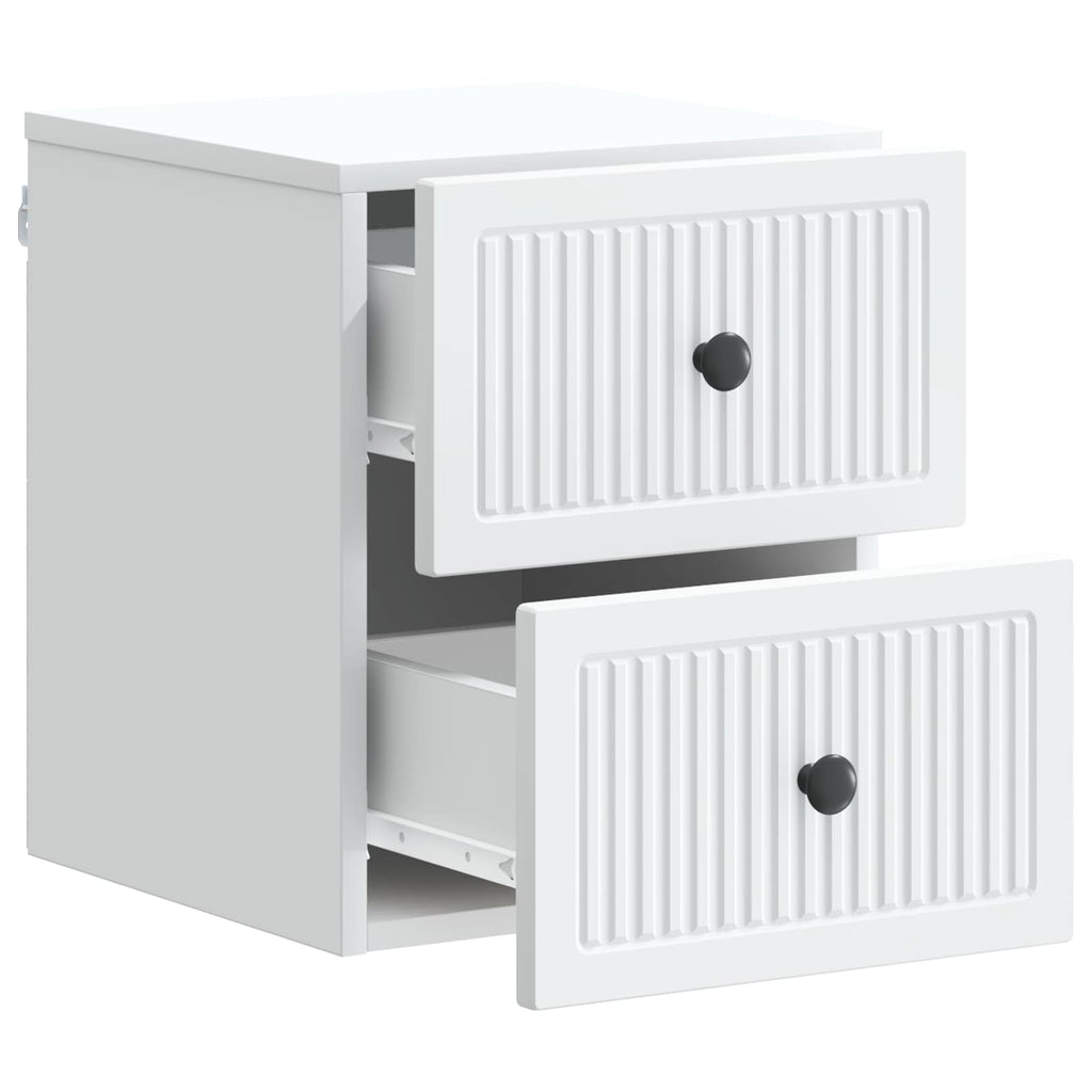 vidaXL Wisząca Szafka Nocna z szufladą 2 pcs Biały 33 x 34,5 x 40 cm