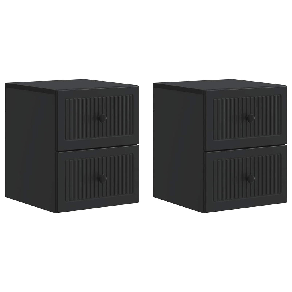 vidaXL Wisząca Szafka Nocna z szufladą 2 pcs Czarny 33 x 34,5 x 40 cm