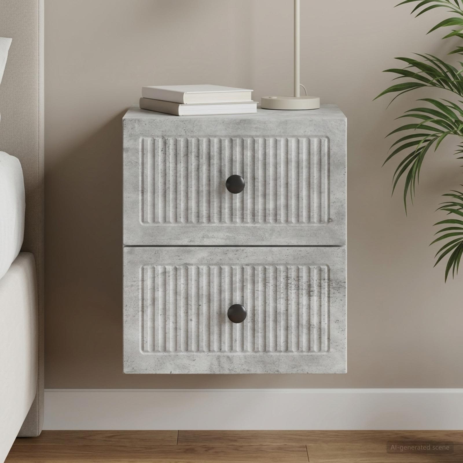 vidaXL Wisząca Szafka Nocna Betonowy szary 33 x 34,5 x 40 cm