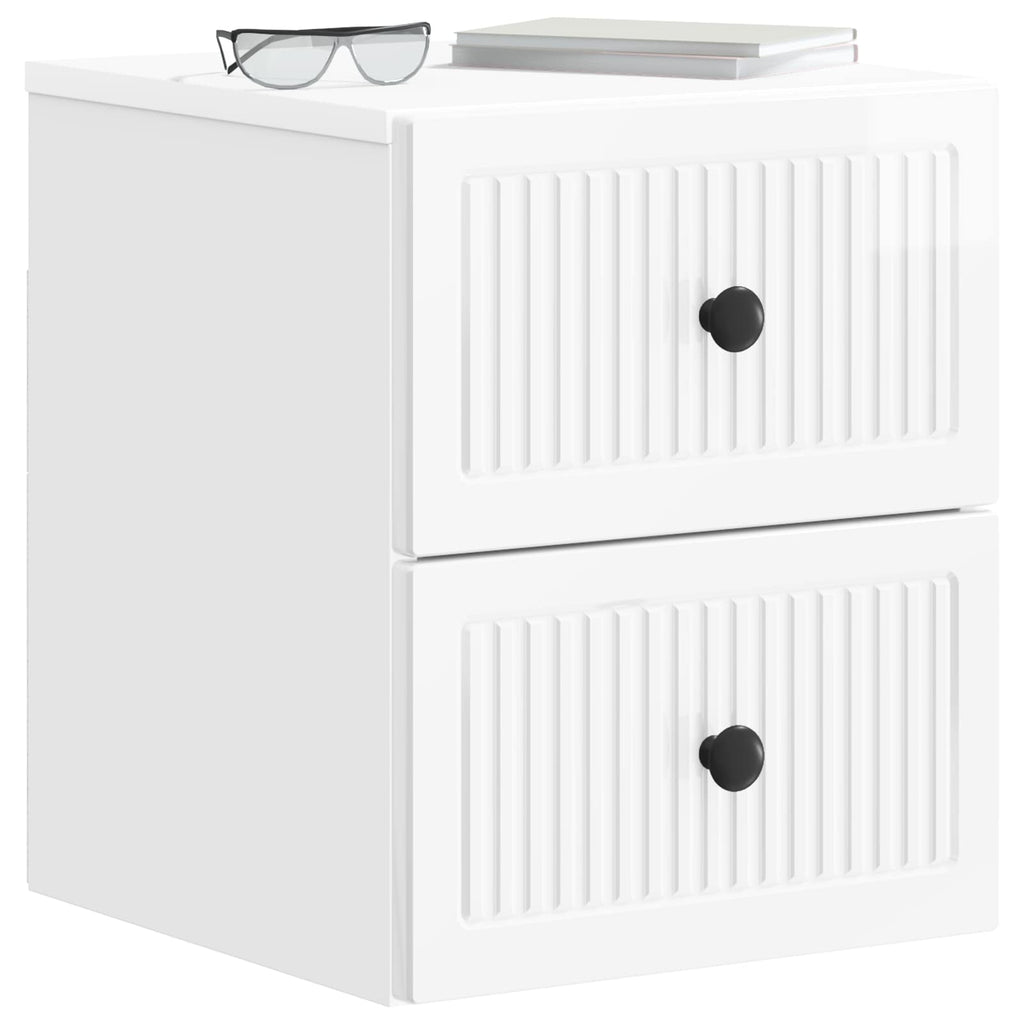 vidaXL Wisząca Szafka Nocna Biały wysoki połysk 33 x 34,5 x 40 cm