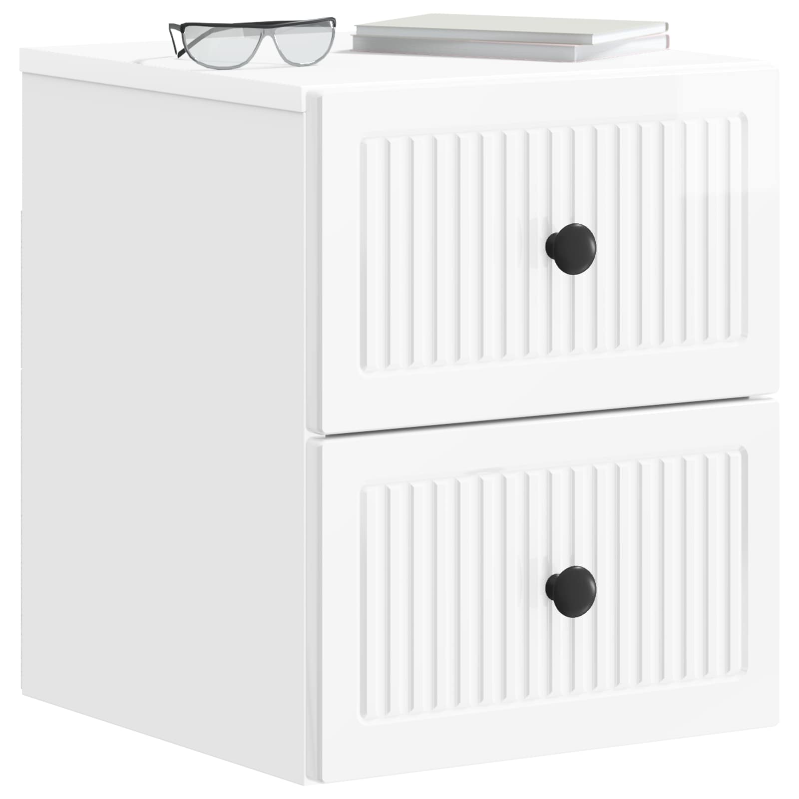 vidaXL Wisząca Szafka Nocna z szufladą 2 pcs Biały wysoki połysk