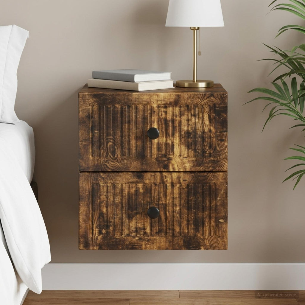 vidaXL Wisząca Szafka Nocna z szufladą Dąb wędzony 33 x 34,5 x 40 cm