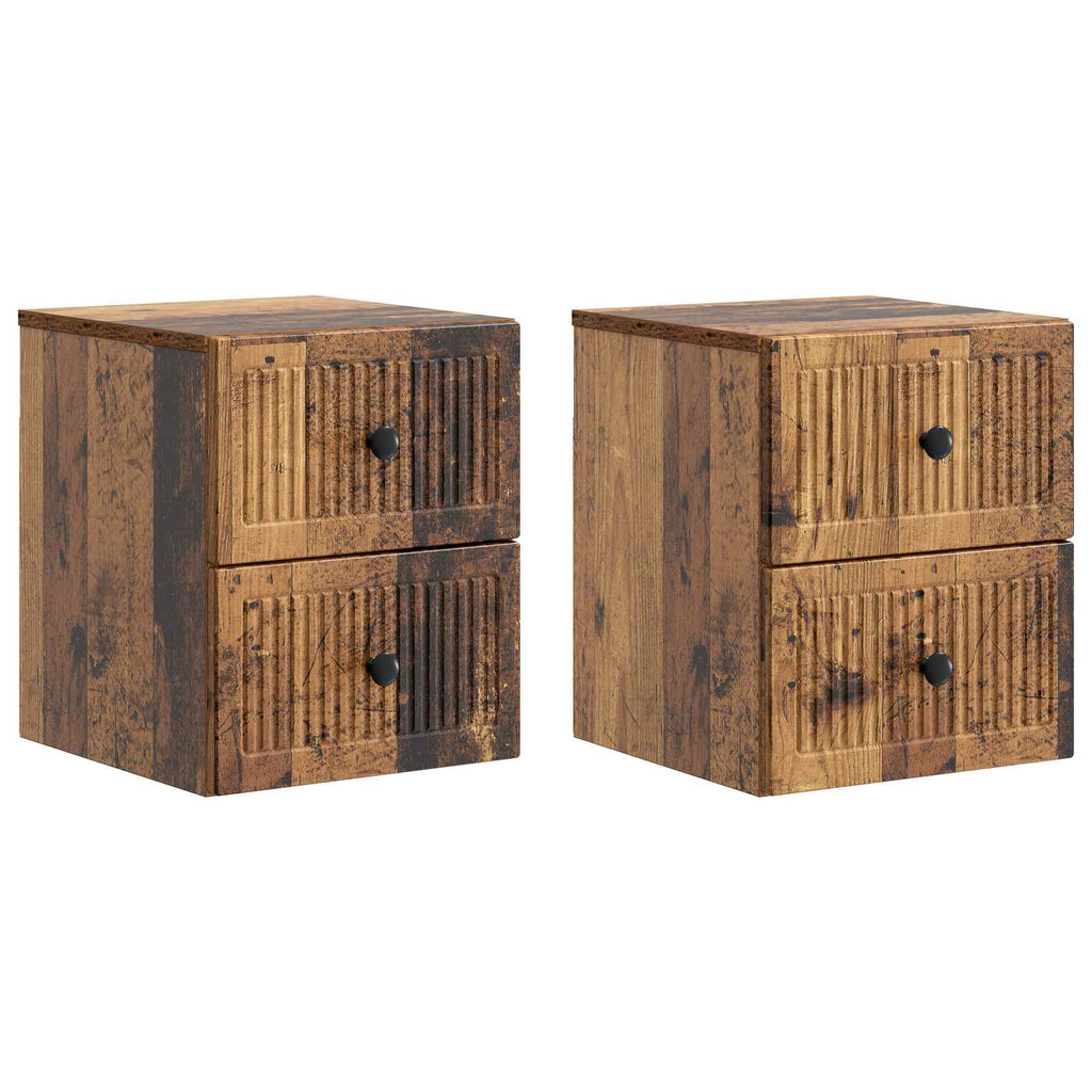 vidaXL Wisząca Szafka Nocna 2 pcs Stare drewno 33 x 34,5 x 40 cm