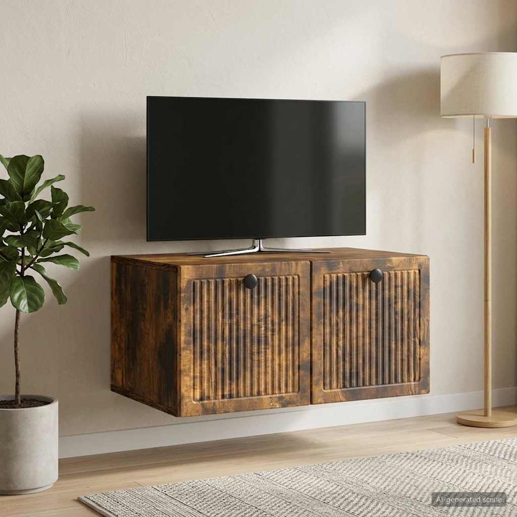 vidaXL Szafka RTV montowana na ścianie Dąb wędzony 59,5 x 41 x 30 cm