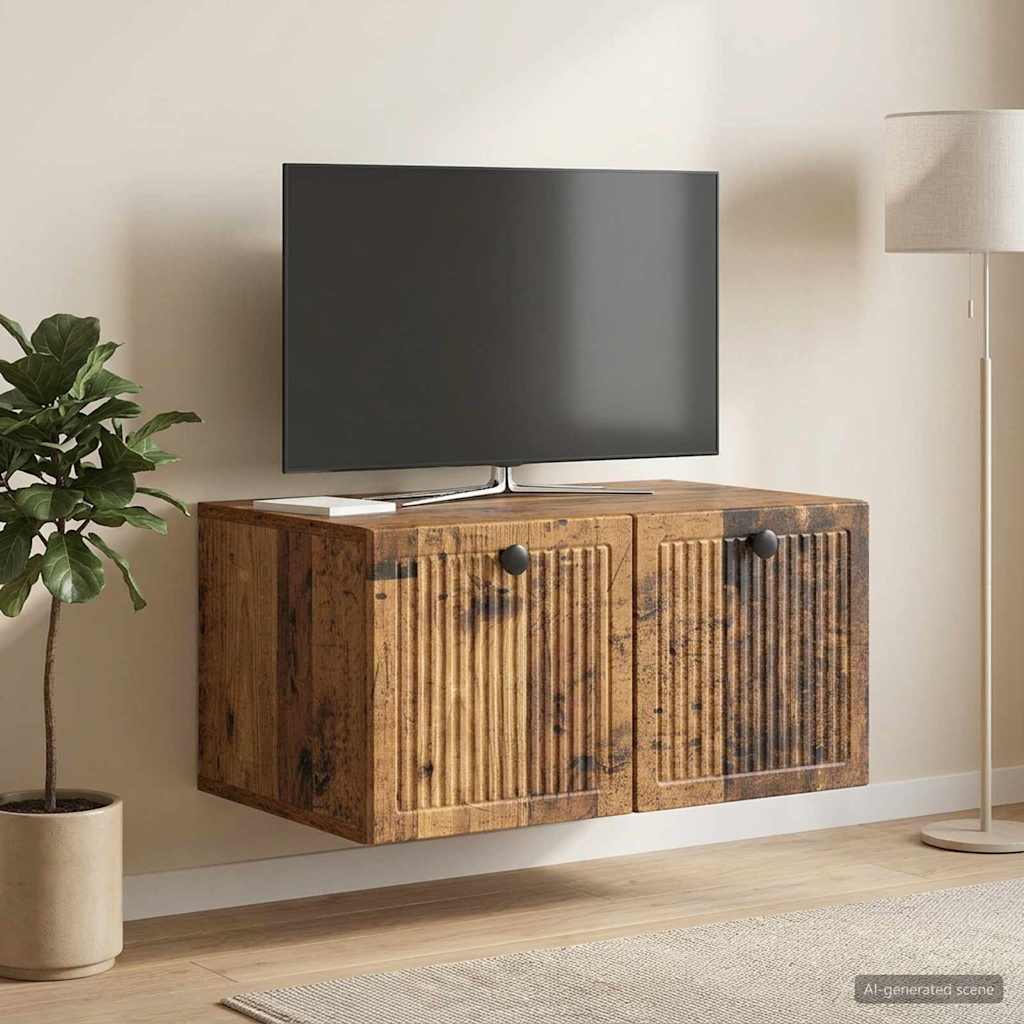 vidaXL Szafka RTV montowana na ścianie Stare drewno 59,5 x 41 x 30 cm
