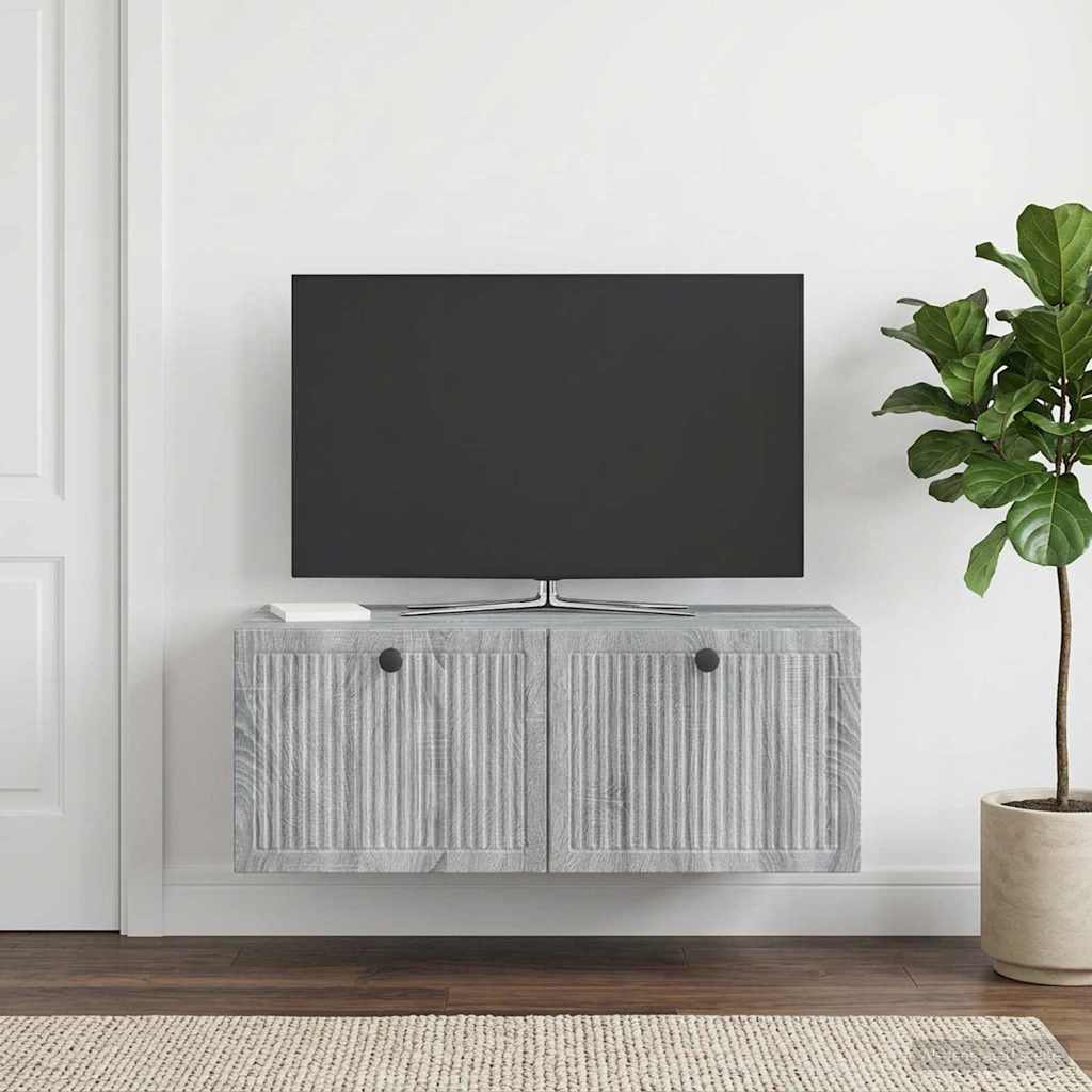 vidaXL Szafka RTV montowana na ścianie Szary Sonoma 78,5 x 41 x 30 cm