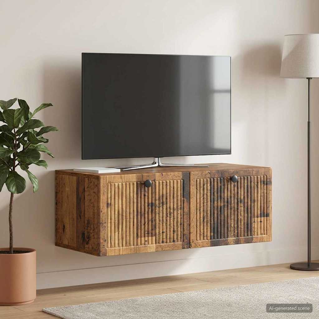 vidaXL Szafka RTV montowana na ścianie Stare drewno 78,5 x 41 x 30 cm