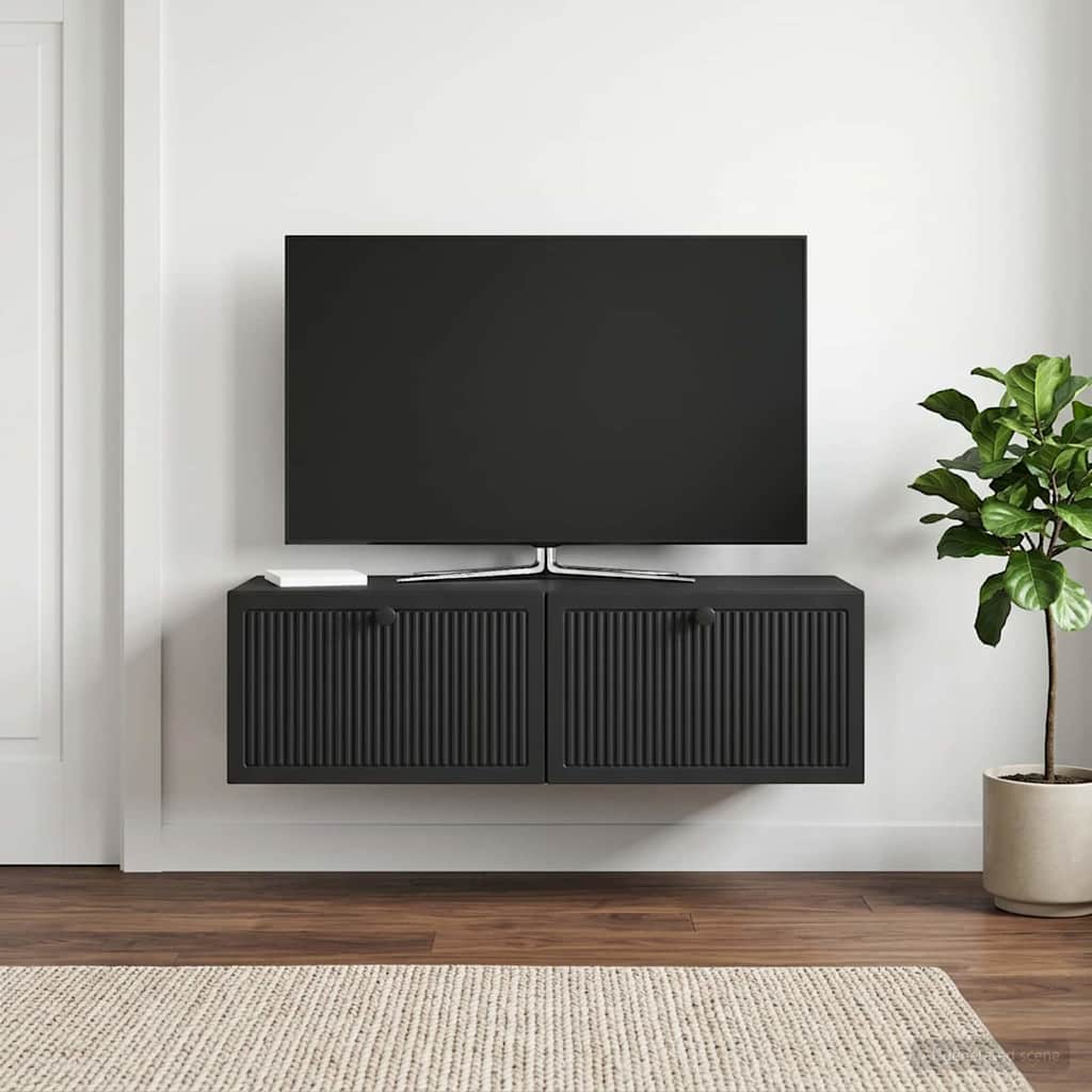 vidaXL Szafka RTV montowana na ścianie Czarny 98 x 41 x 30 cm