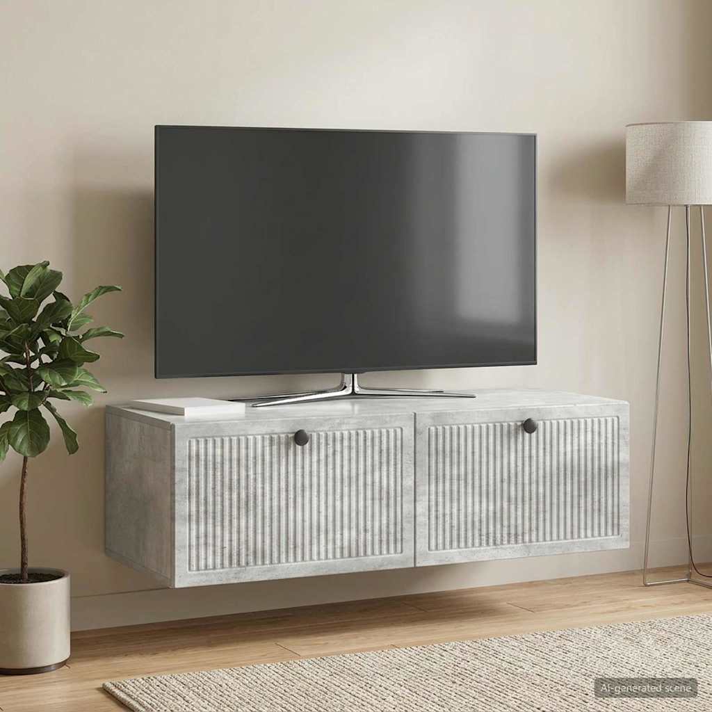 vidaXL Szafka RTV montowana na ścianie Betonowy szary 98 x 41 x 30 cm