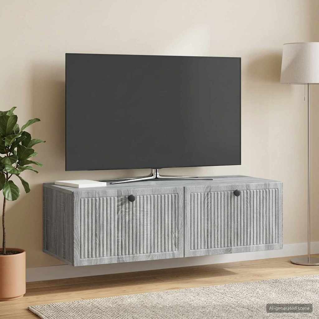 vidaXL Szafka RTV montowana na ścianie Szary Sonoma 98 x 41 x 30 cm