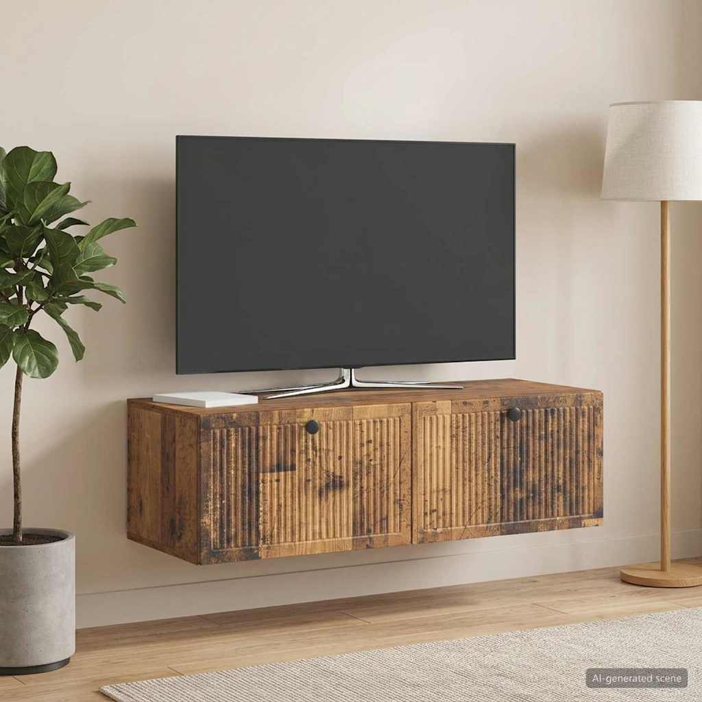 vidaXL Szafka RTV montowana na ścianie Stare drewno 98 x 41 x 30 cm