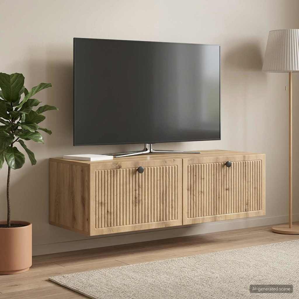 vidaXL Szafka RTV montowana na ścianie 98 x 41 x 30 cm Dąb artisan