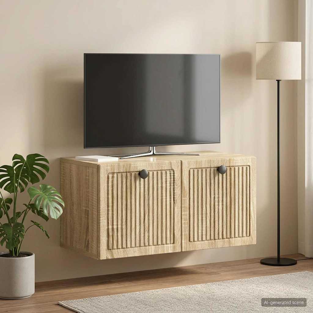 vidaXL Szafka RTV montowana na ścianie dąb Sonoma 59,5 x 31 x 30 cm