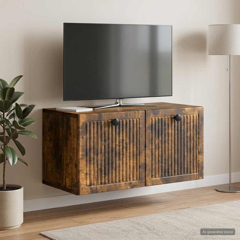vidaXL Szafka RTV montowana na ścianie Dąb wędzony 59,5 x 31 x 30 cm