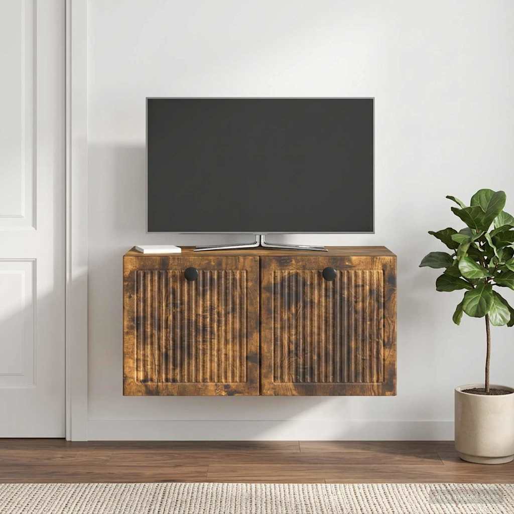 vidaXL Szafka RTV montowana na ścianie Dąb wędzony 59,5 x 31 x 30 cm