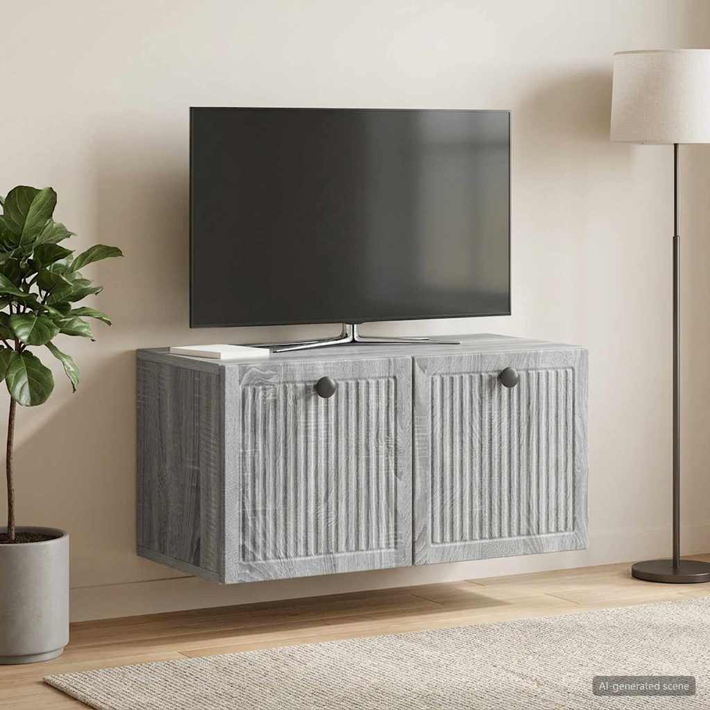 vidaXL Szafka RTV montowana na ścianie Szary Sonoma 59,5 x 31 x 30 cm