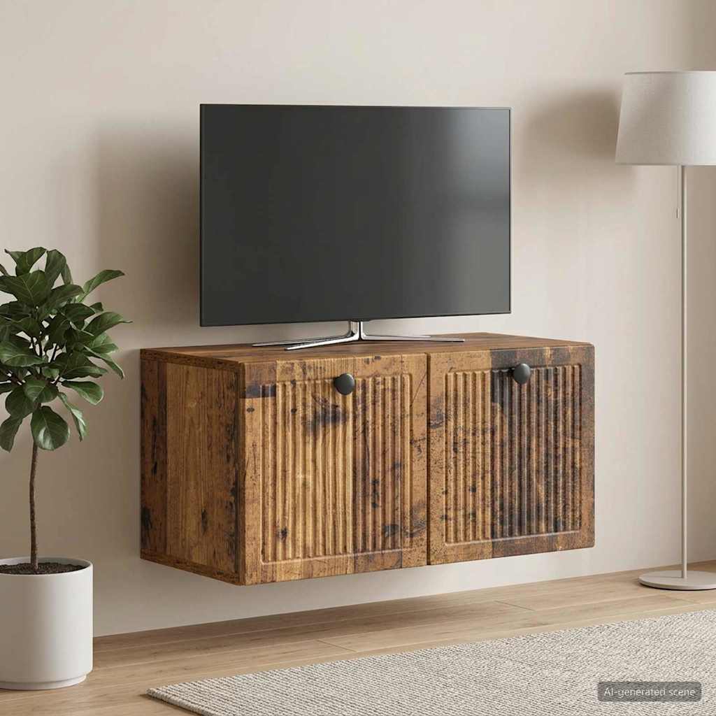 vidaXL Szafka RTV montowana na ścianie Stare drewno 59,5 x 31 x 30 cm