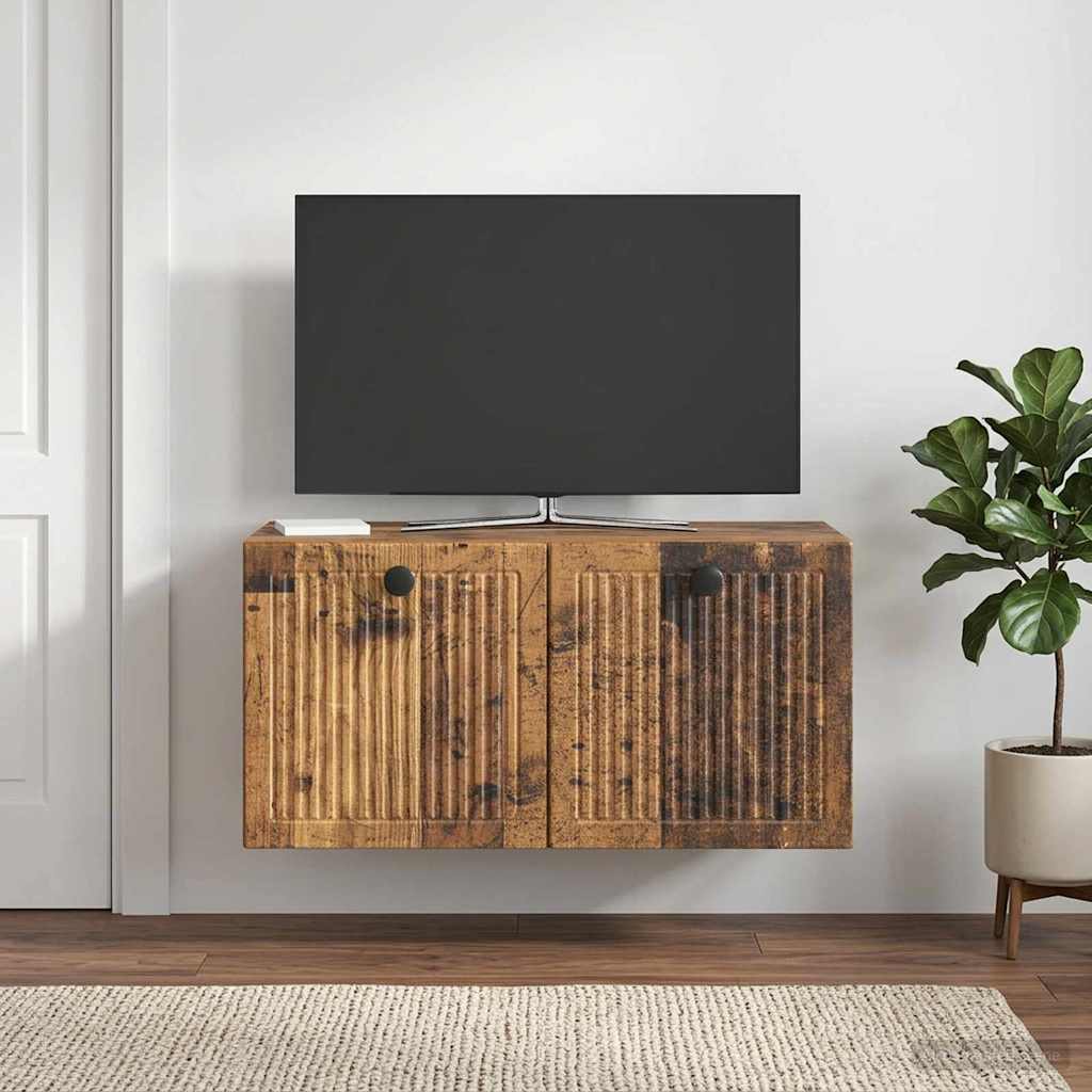 vidaXL Szafka RTV montowana na ścianie Stare drewno 59,5 x 31 x 30 cm
