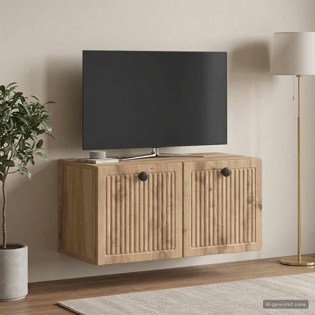 vidaXL Szafka RTV montowana na ścianie 59,5 x 31 x 30 cm Dąb artisan