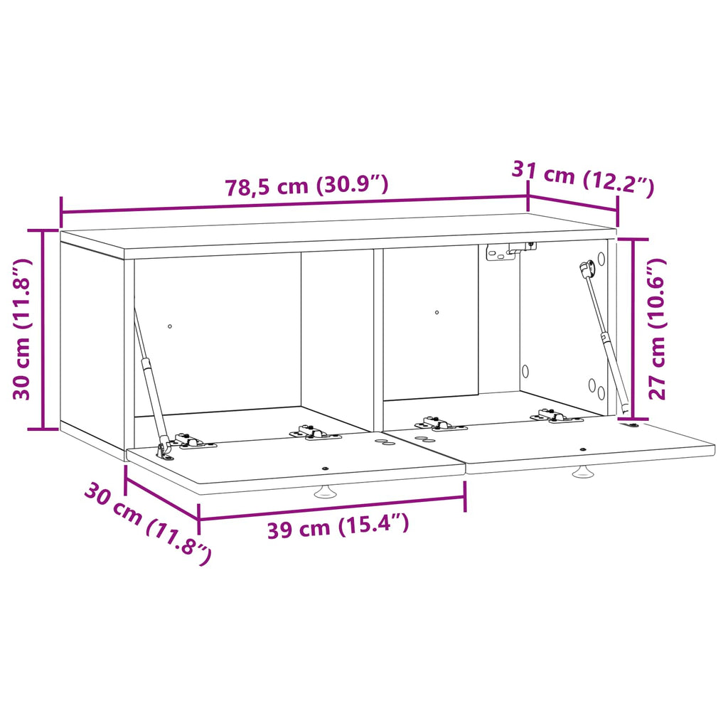 vidaXL Szafka RTV montowana na ścianie Czarny 78,5 x 31 x 30 cm