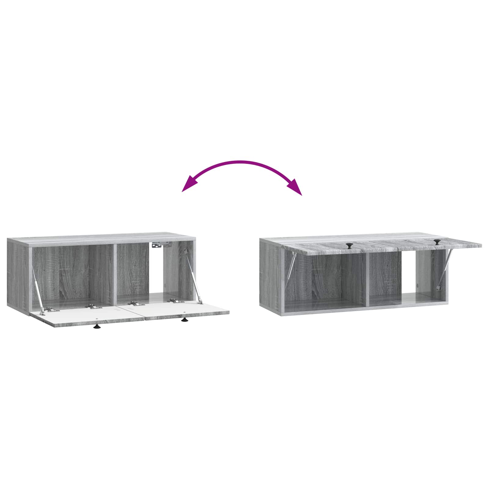 vidaXL Szafka RTV montowana na ścianie Szary Sonoma 78,5 x 31 x 30 cm