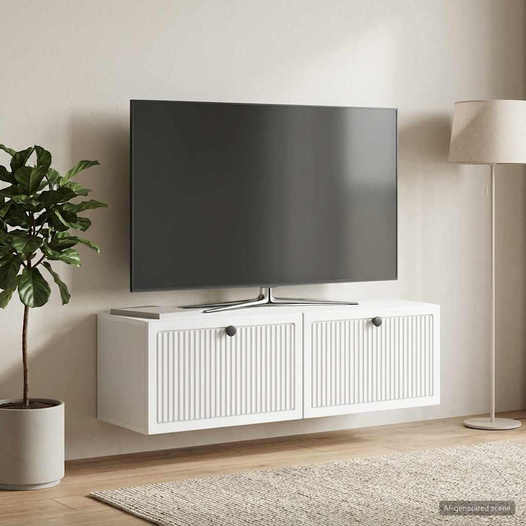 vidaXL Szafka RTV montowana na ścianie Biały 98 x 31 x 30 cm