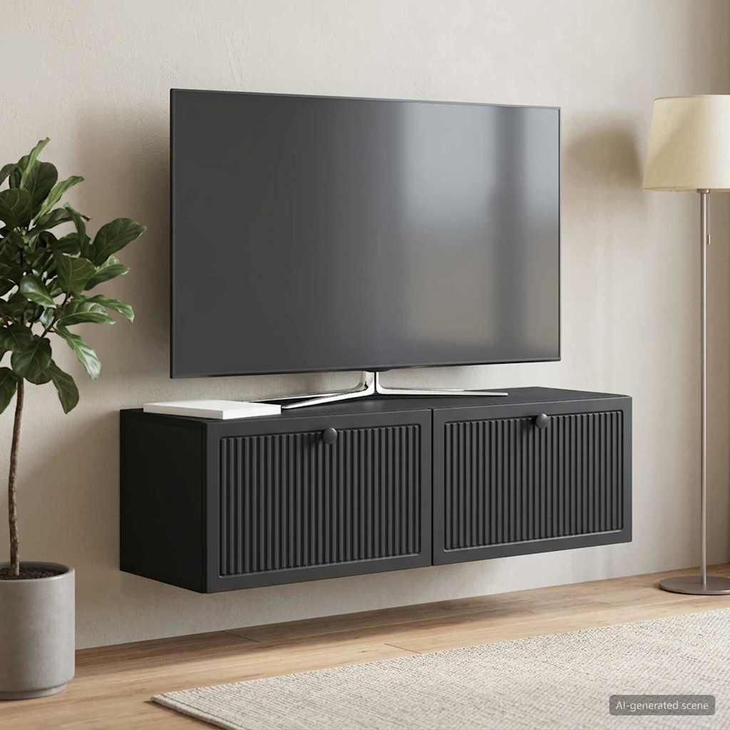vidaXL Szafka RTV montowana na ścianie Czarny 98 x 31 x 30 cm