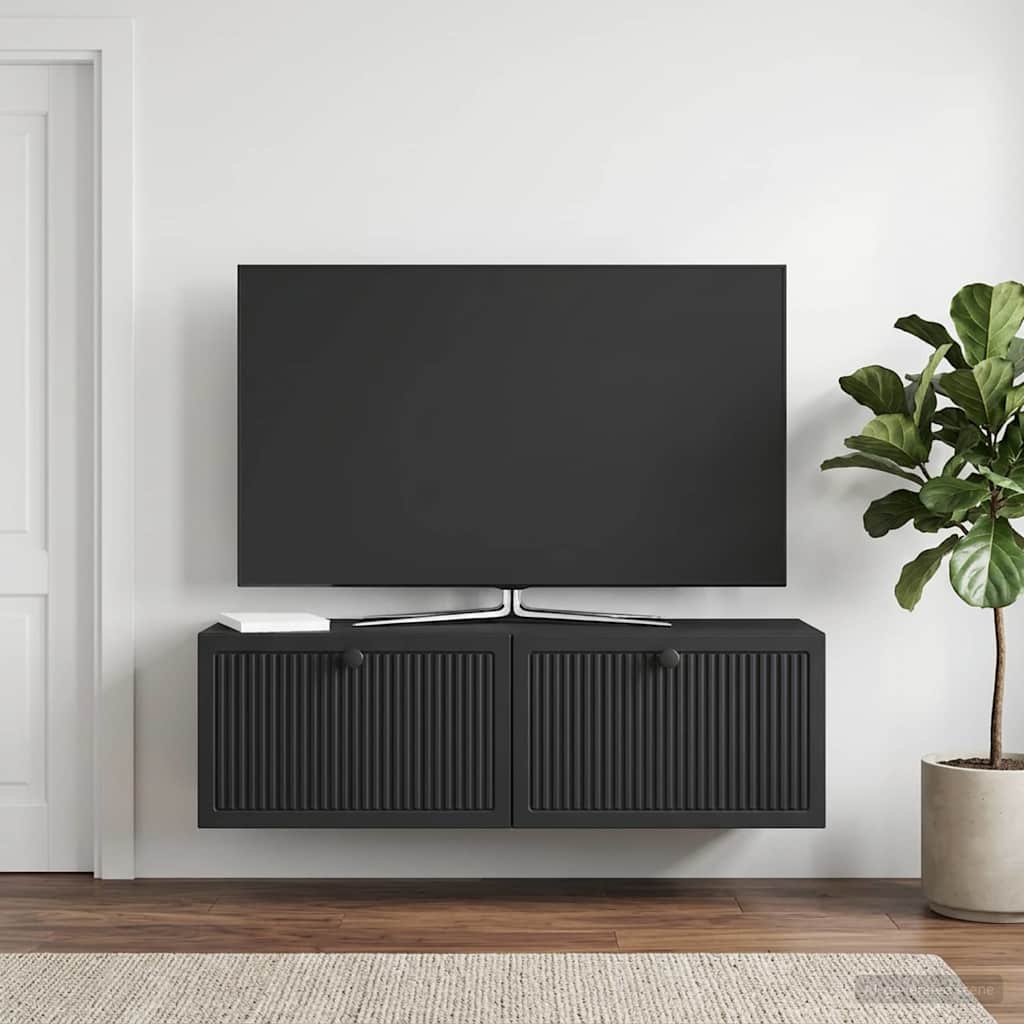 vidaXL Szafka RTV montowana na ścianie Czarny 98 x 31 x 30 cm