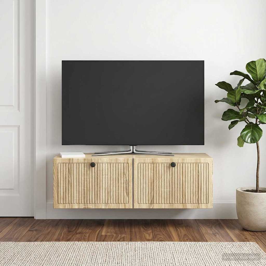 vidaXL Szafka RTV montowana na ścianie dąb Sonoma 98 x 31 x 30 cm