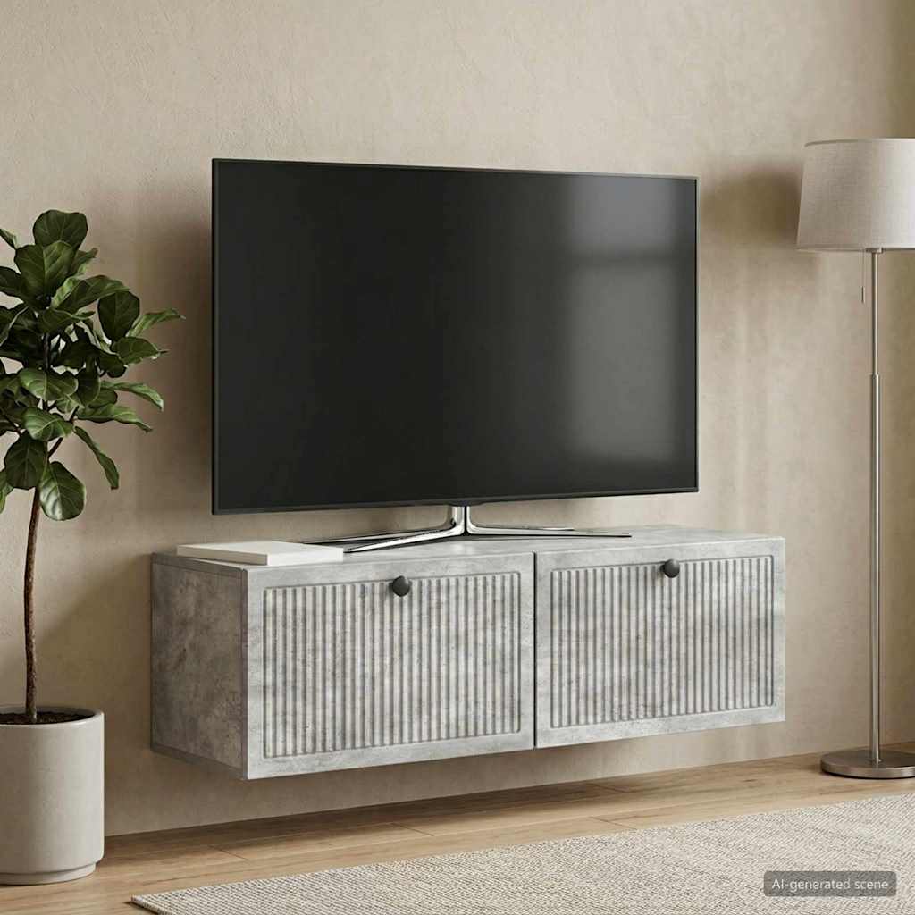 vidaXL Szafka RTV montowana na ścianie Betonowy szary 98 x 31 x 30 cm