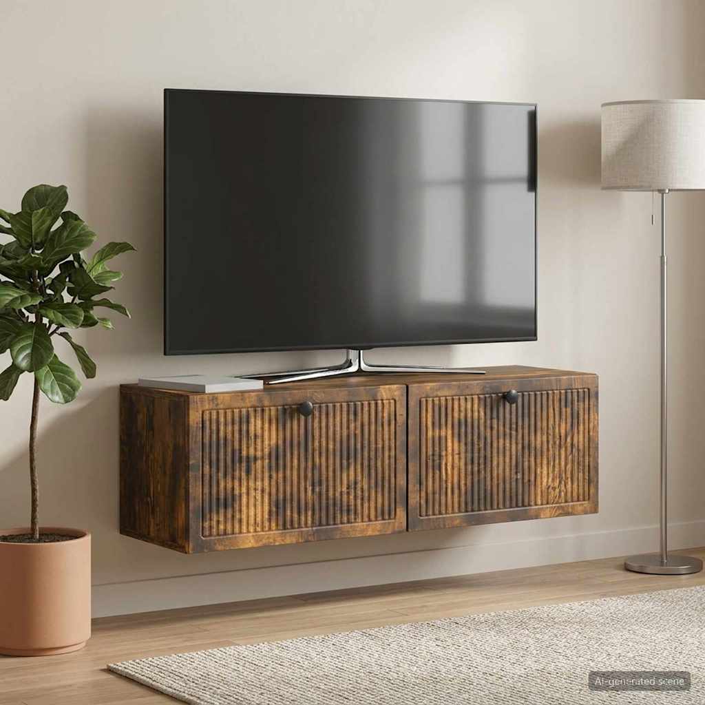 vidaXL Szafka RTV montowana na ścianie Dąb wędzony 98 x 31 x 30 cm