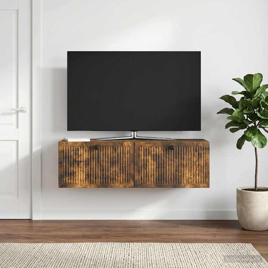vidaXL Szafka RTV montowana na ścianie Dąb wędzony 98 x 31 x 30 cm