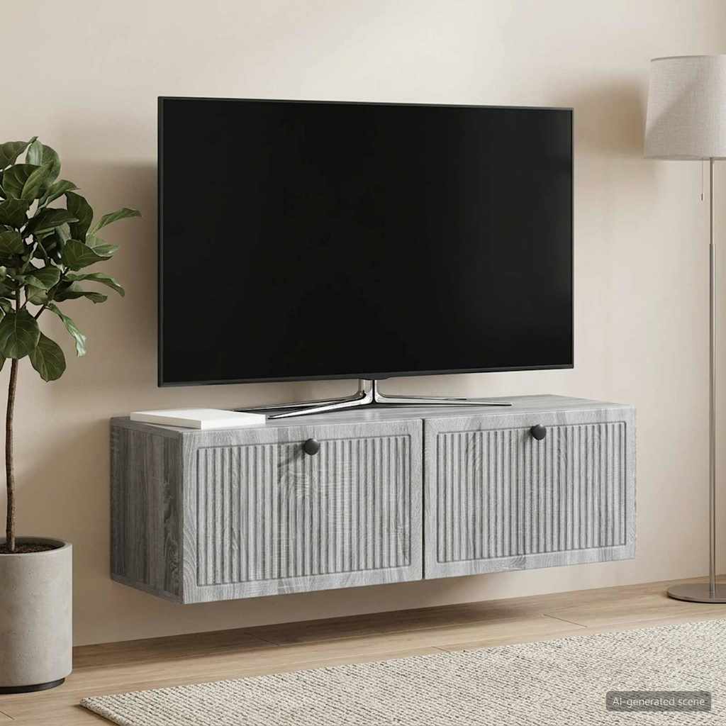 vidaXL Szafka RTV montowana na ścianie Szary Sonoma 98 x 31 x 30 cm