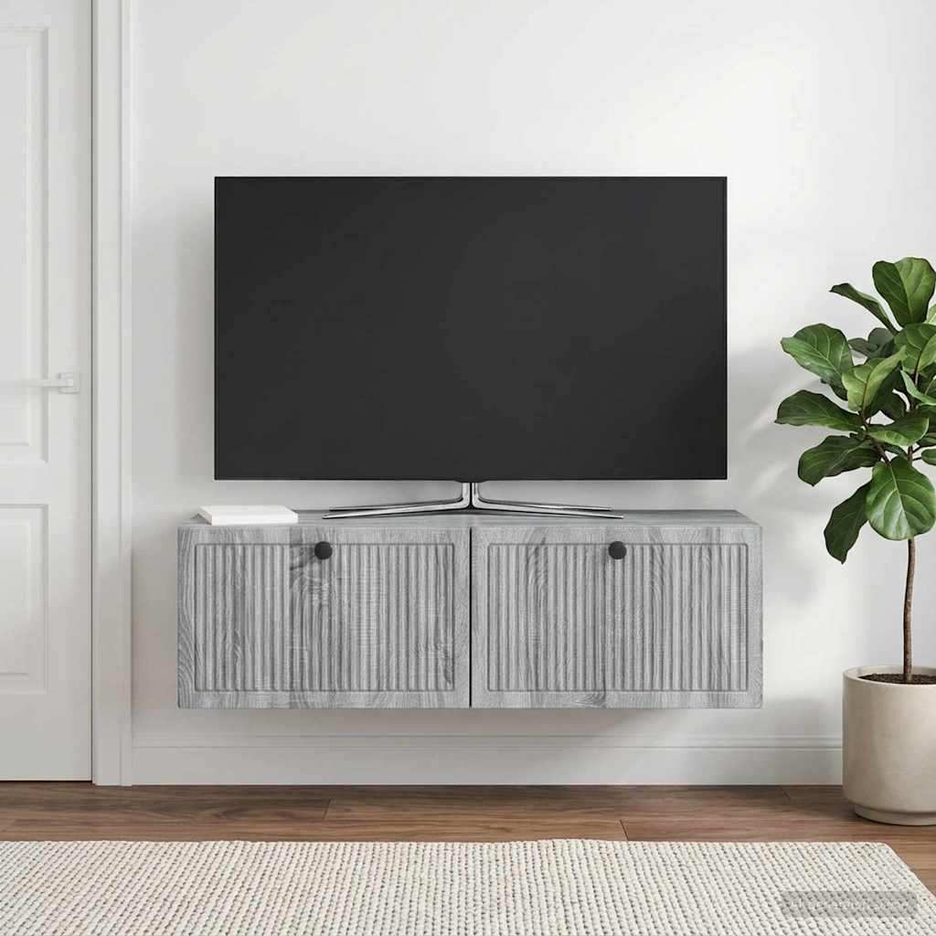 vidaXL Szafka RTV montowana na ścianie Szary Sonoma 98 x 31 x 30 cm
