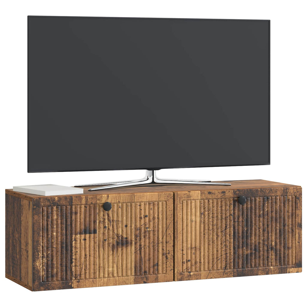 vidaXL Szafka RTV montowana na ścianie Stare drewno 98 x 31 x 30 cm