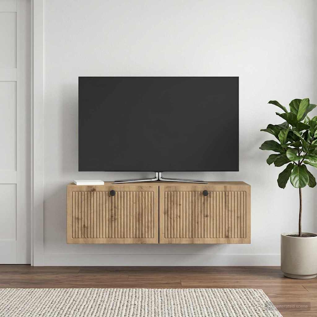 vidaXL Szafka RTV montowana na ścianie 98 x 31 x 30 cm Dąb artisan