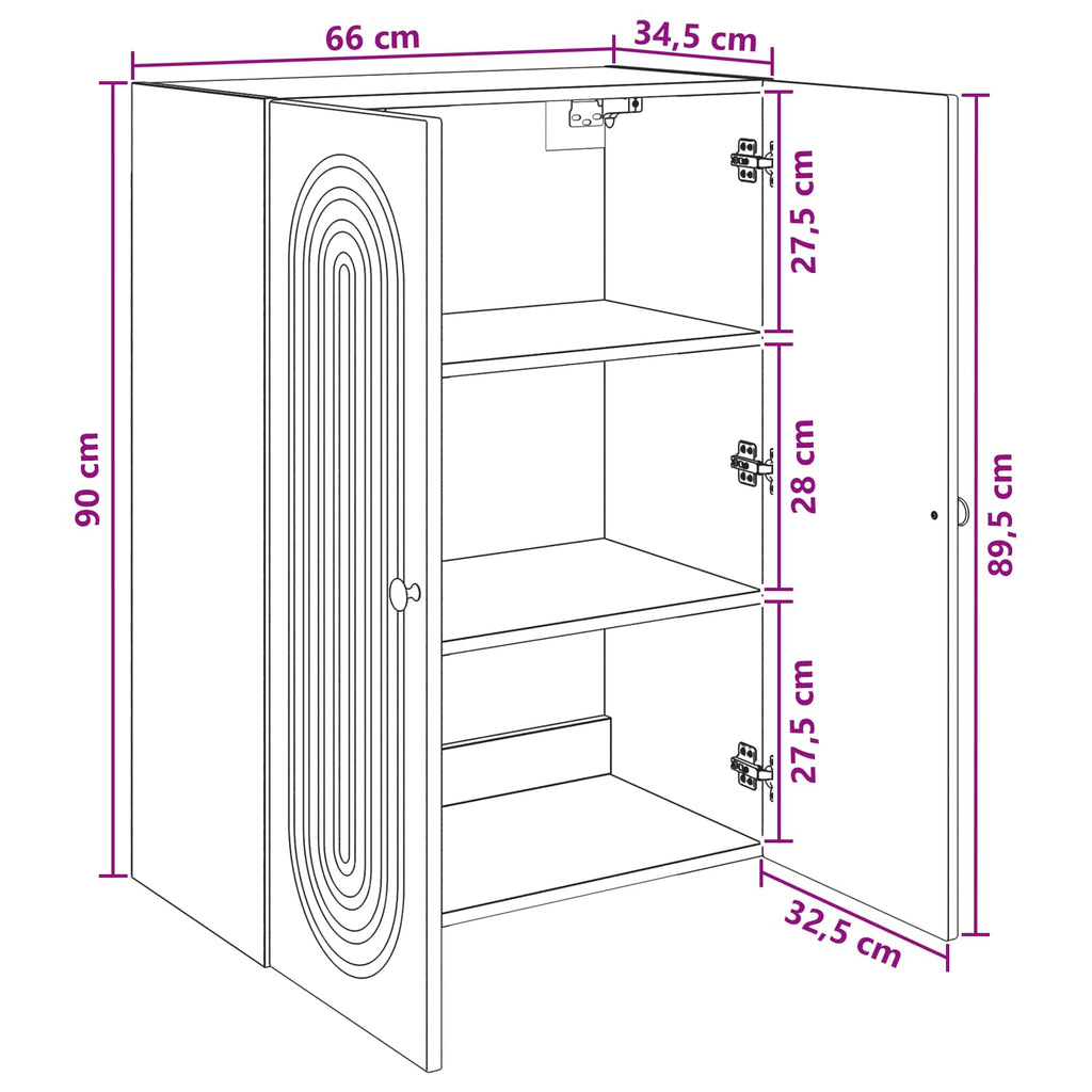 vidaXL Szafka ścienna Biały 66 x 34,5 x 90 cm Drewno inżynieryjne