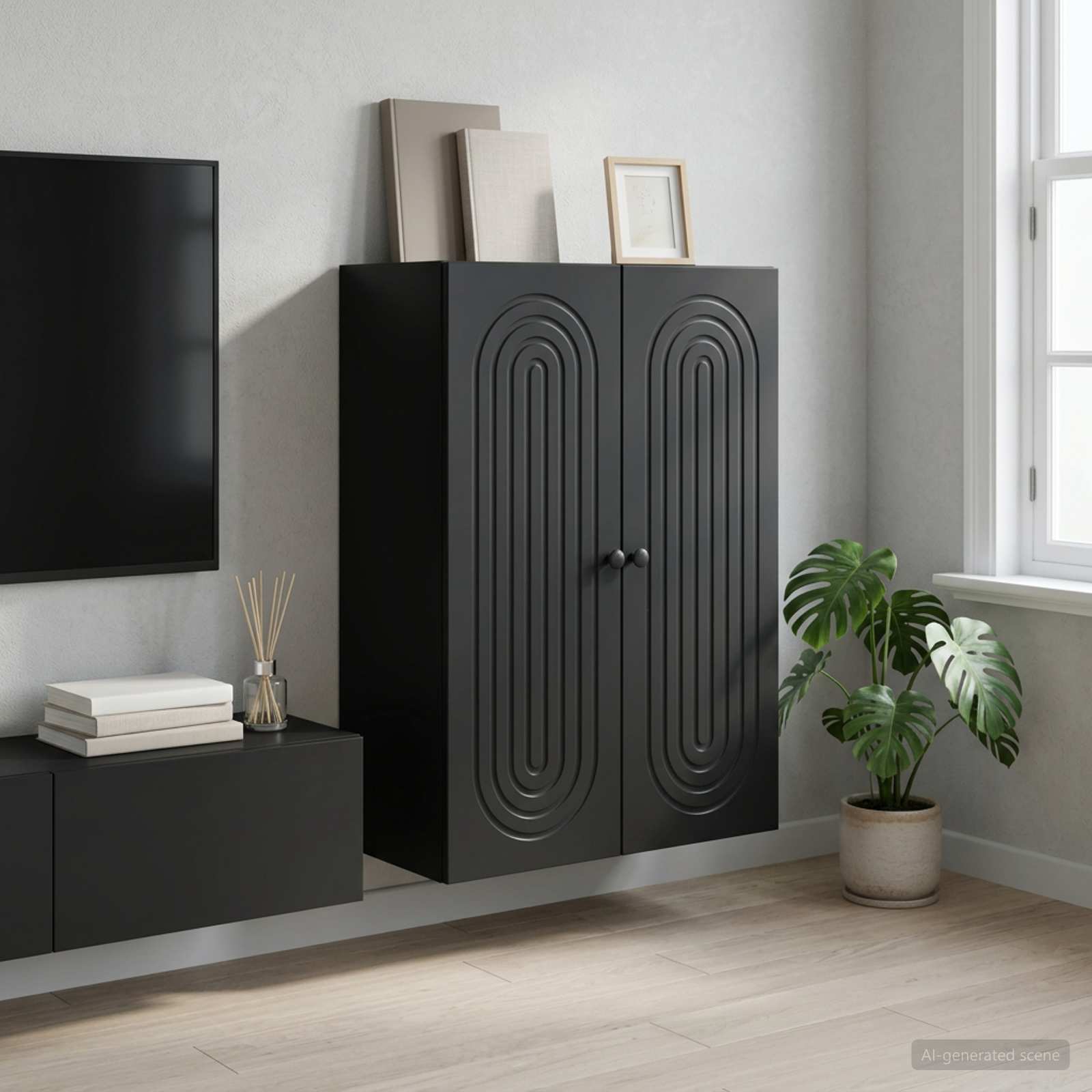 vidaXL Szafka ścienna Czarny 66 x 34,5 x 90 cm Drewno inżynieryjne