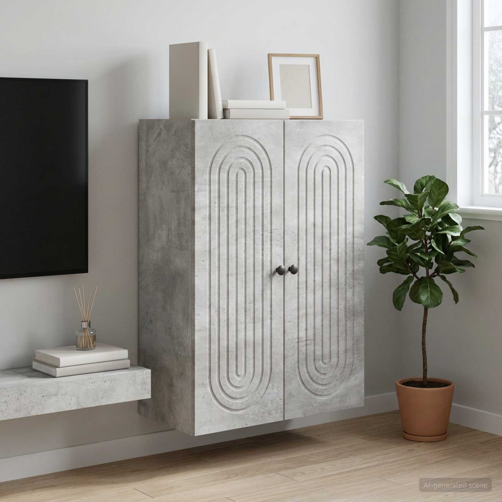 vidaXL Szafka ścienna Betonowy szary 66 x 34,5 x 90 cm