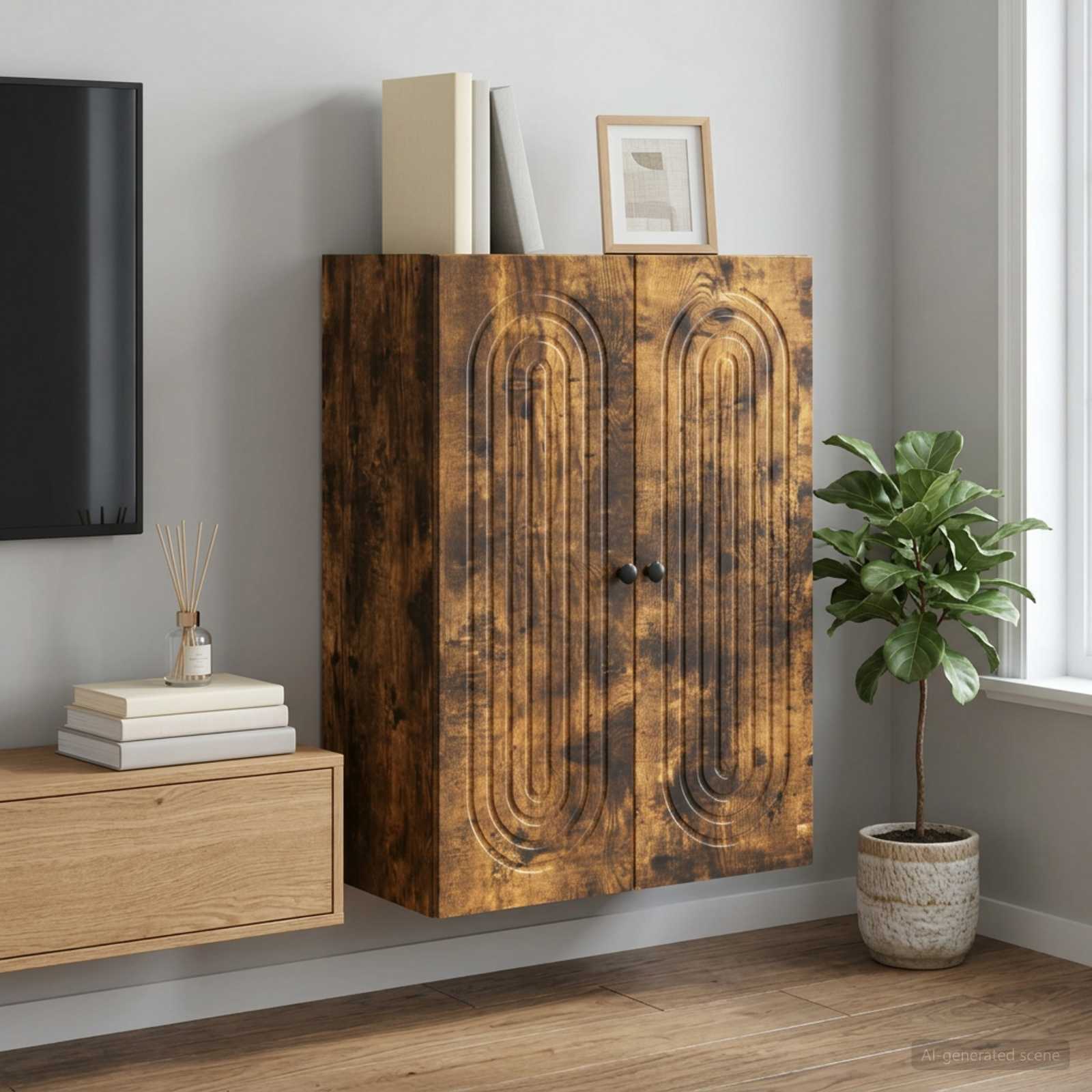 vidaXL Szafka ścienna Dąb wędzony 66 x 34,5 x 90 cm